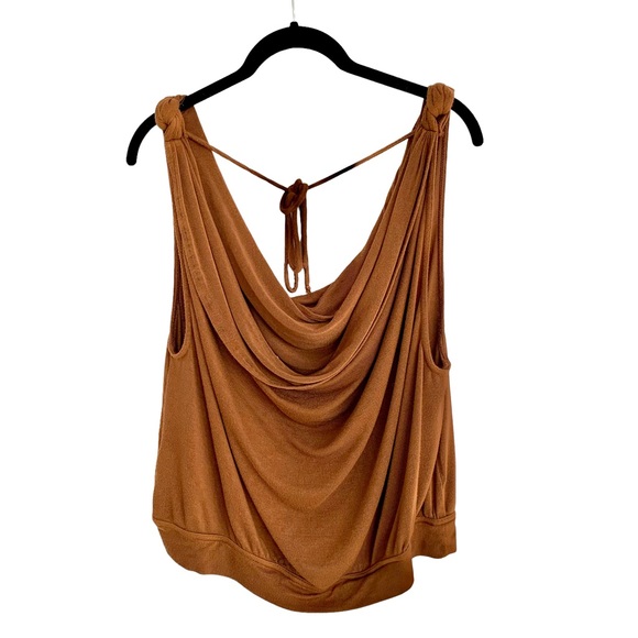 Free People My Way Cowl Neck Tank Top Draped Tie Back Size XL - Picture 4 of 9